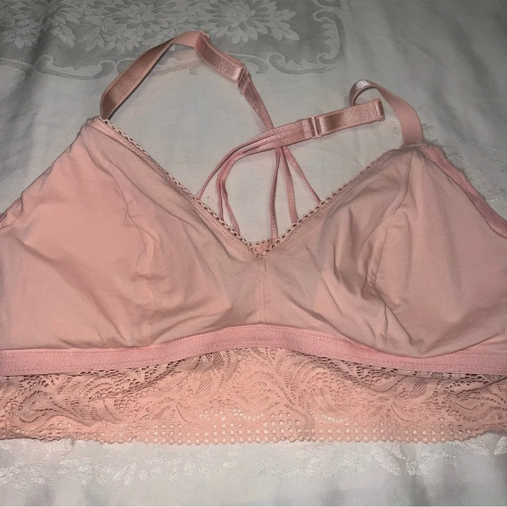 Auden Lace Crisscrossed Back Longline Bralette XL Lace V Neck